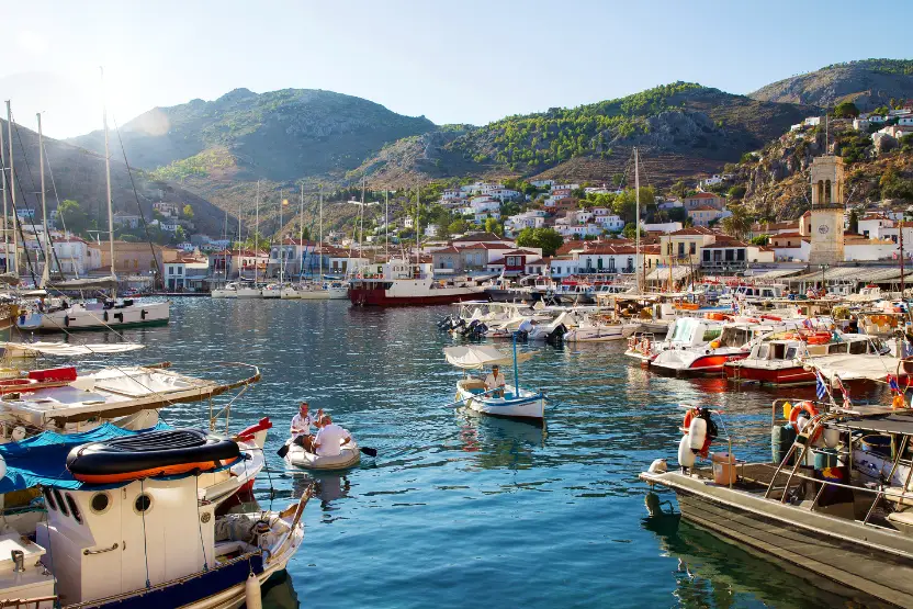 A marina on the island of Hydra, Greece