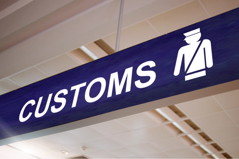 Airport customs sign
